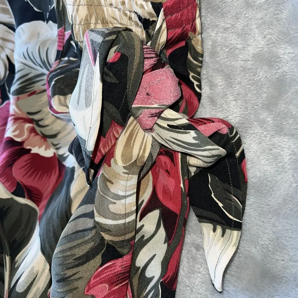 Dana Buchman Vintage Womens 4 100% Silk Floral Wrap & Tie Lined Skirt - Picture 4 of 8